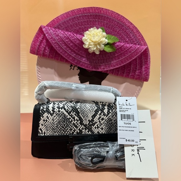 Nicole Miller Handbags - Nicole Miller New York purse Women's small Satchel Handbag black white snake
